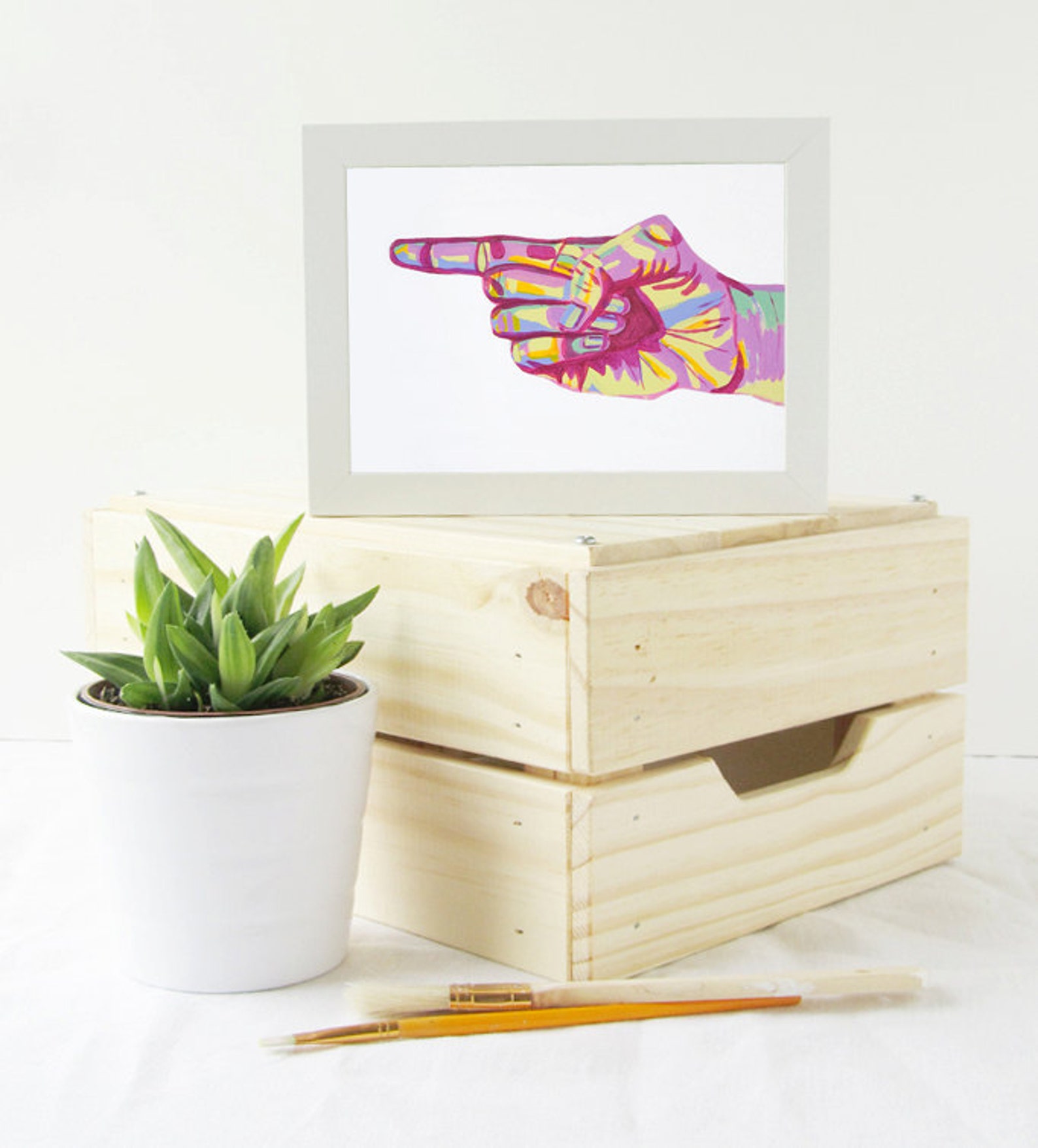 Point Hand Sign Art Print, Wall Art, Hand Sign Art, Hand Portrait ...
