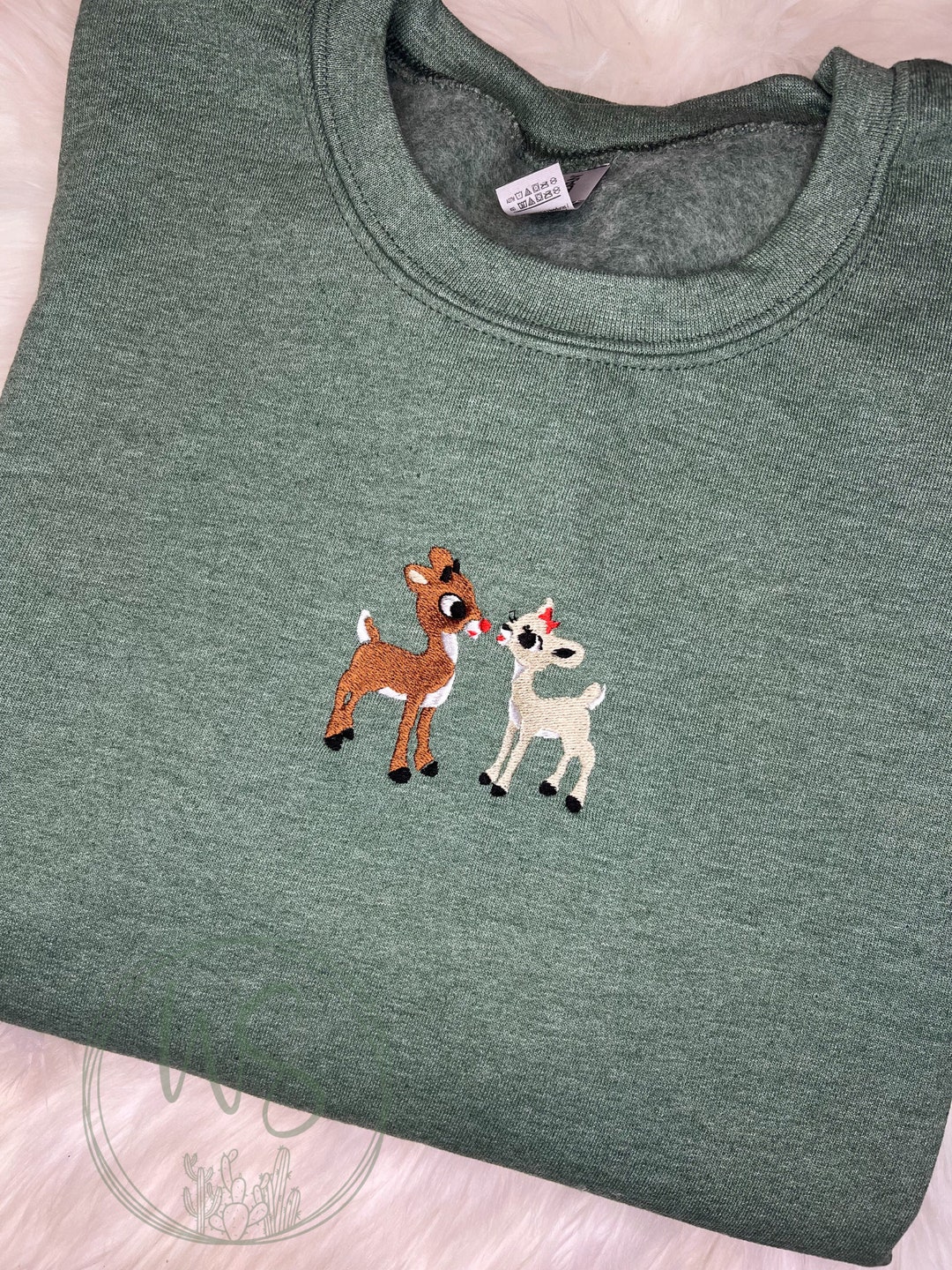 Reindeer Embroidered Sweatshirt Reindeer Sweatshirt Christmas