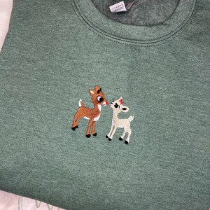 Reindeer Embroidered Sweatshirt | Reindeer Sweatshirt | Christmas Sweatshirt | Christmas Embroidered Sweatshirt