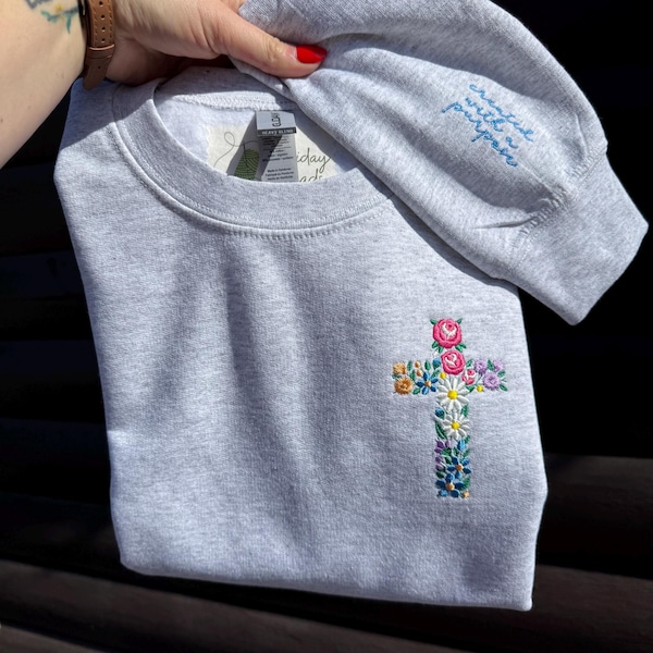 Skapad med ett syfte tröja | Korströja | Broderad kristen tröja | Broderad korströja