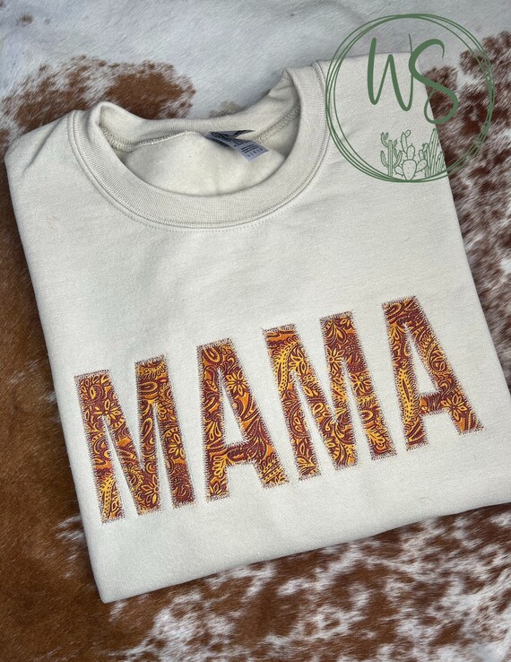 CUSTOM Name Faux Leather Embroidered | Western Sweatshirt  