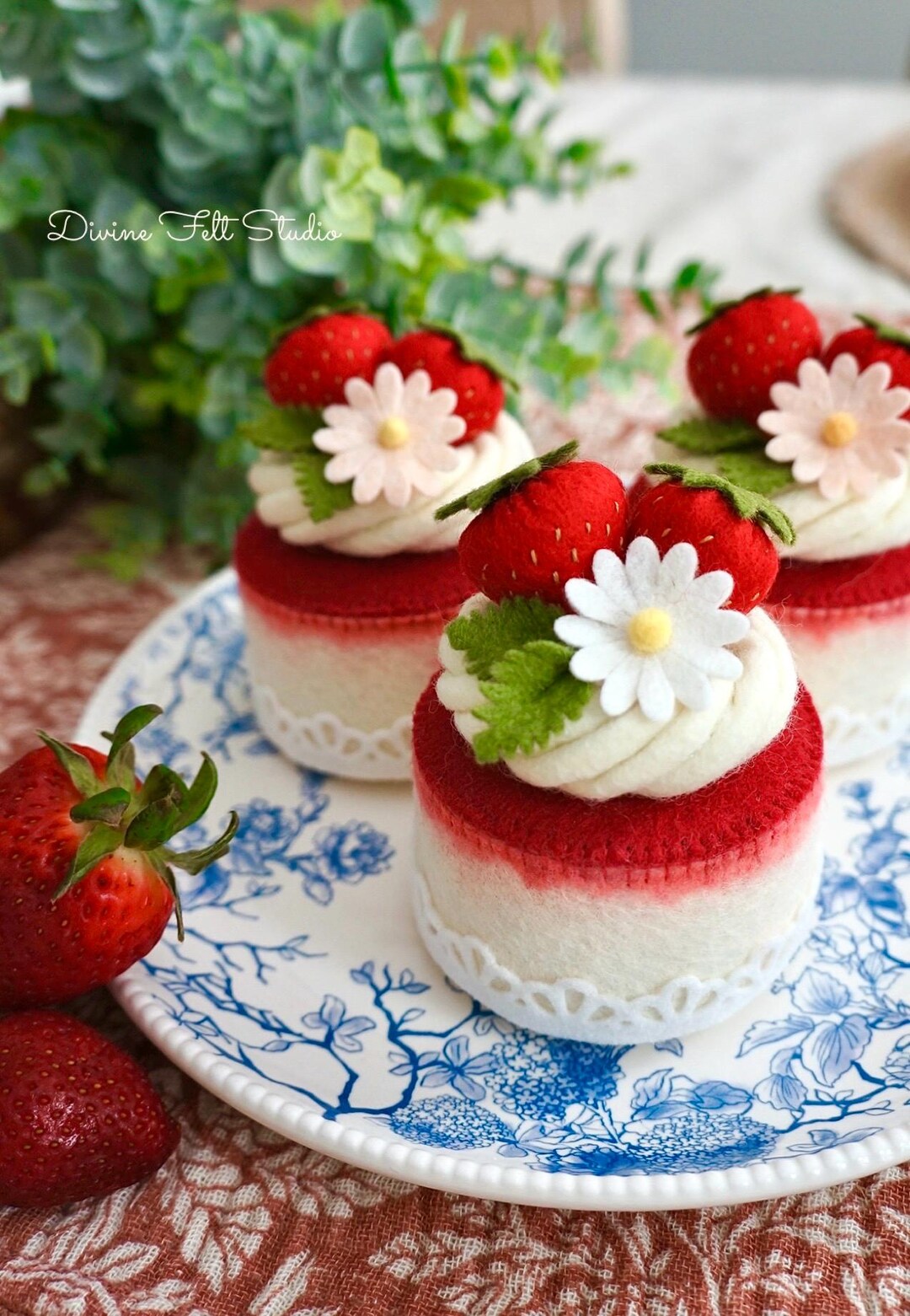 Handmade Mini Felt Strawberry Cream Cake - Felt Food- Pretend Play - Etsy