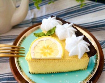 NEW Felt Lemon Cream Pie Slice - Play Food - Pretend Play Food