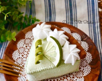 Felt Food-Felt Key Lime Pie-Play Food- Pretend Play