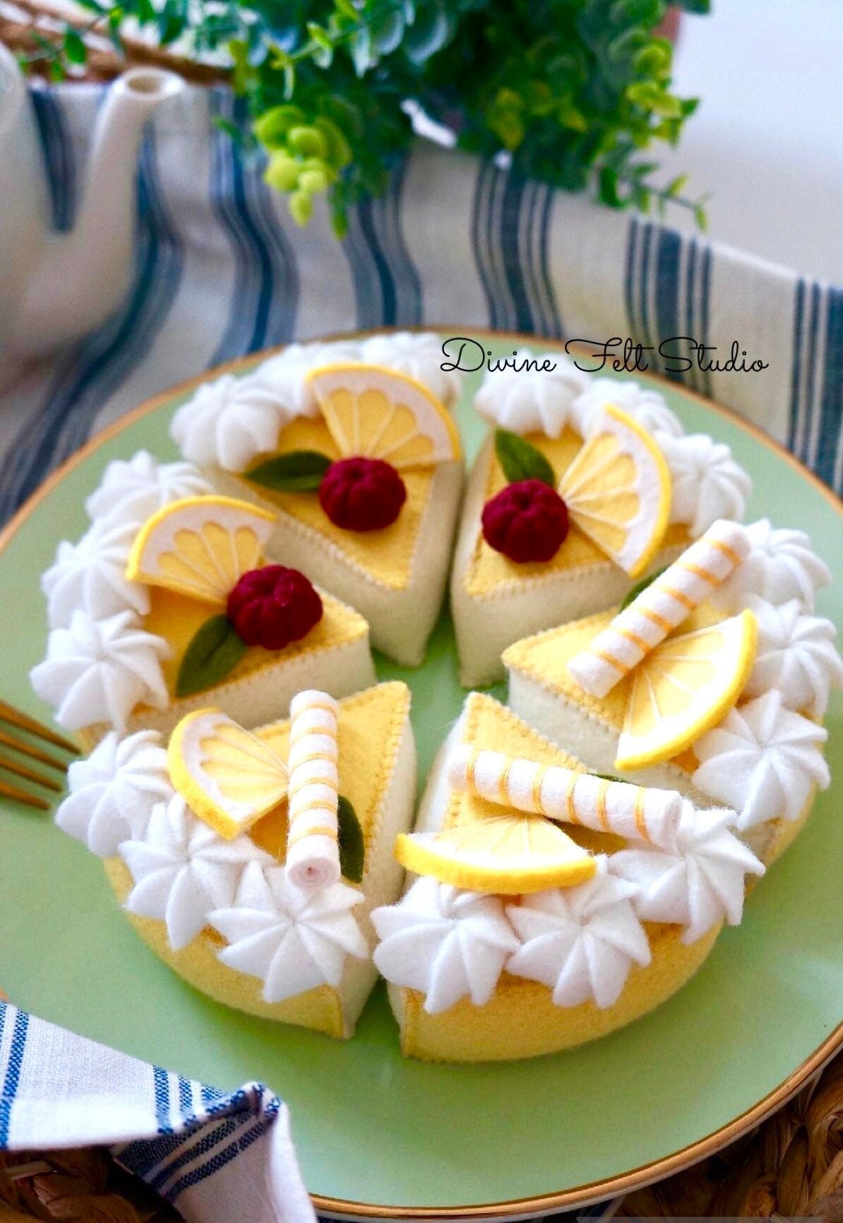 Felt Lemon Raspberry Cake-felt Food-pretend Play - Etsy