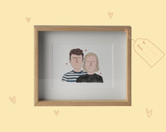 Illustration de portrait personnalisée // Cadeau de mariage // Portrait illustré // Portrait d'anniversaire