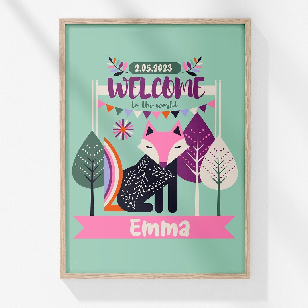 Custom Name Printable for Nursery, Personalized Illustration Print