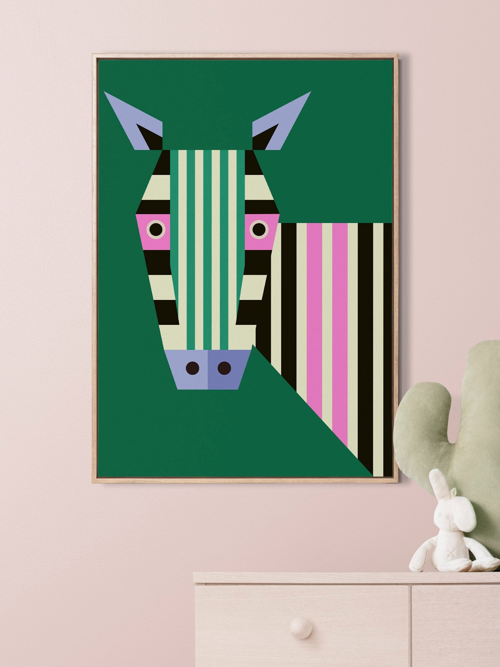 Zebra Printable Illustration, Kid's Room Art, Nursery Wall Decor, Cute
