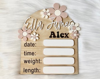 Birth Stat Sign | Flower Birth Stat | Birth Announcement | Baby Name Sign | Newborn Photo Sign | Dry Erase Stat Sign | Baby Shower Gift