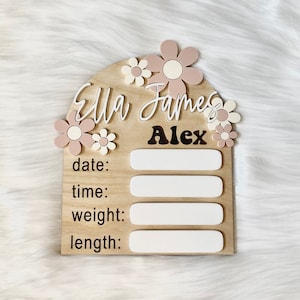 Birth Stat Sign | Flower Birth Stat | Birth Announcement | Baby Name Sign | Newborn Photo Sign | Dry Erase Stat Sign | Baby Shower Gift