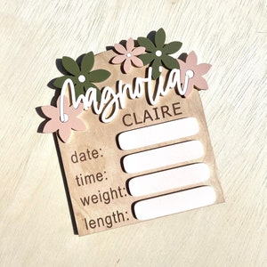 Birth Stat Sign | Flower Birth Stat | Birth Announcement | Baby Name Sign | Newborn Photo Sign | Dry Erase Stat Sign | Baby Shower Gift