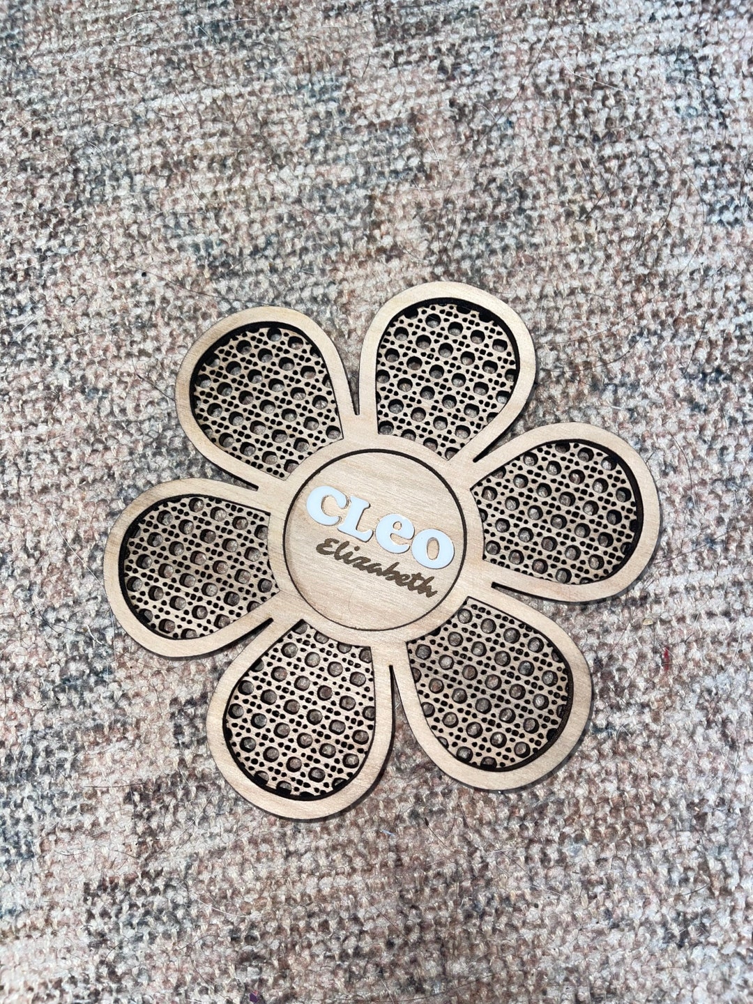Baby Birth Announcement | Personalized Baby Gift | Rattan Daisy Sign ...
