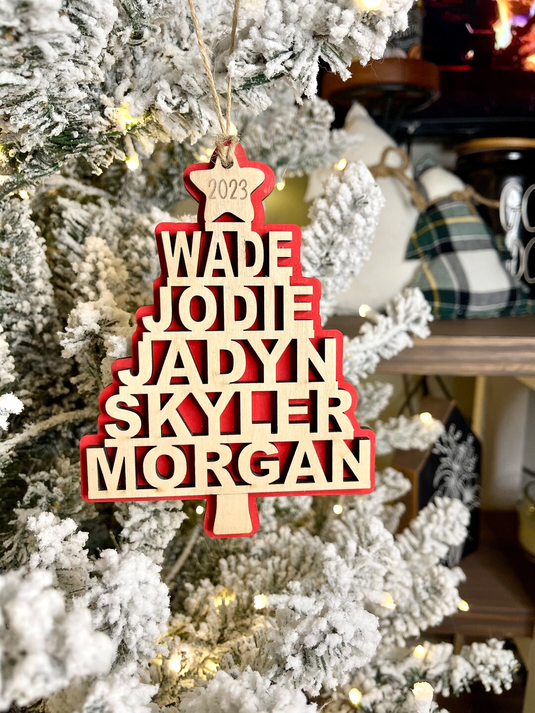 Custom Christmas Tree Name Ornament, Family Name Christmas Tree