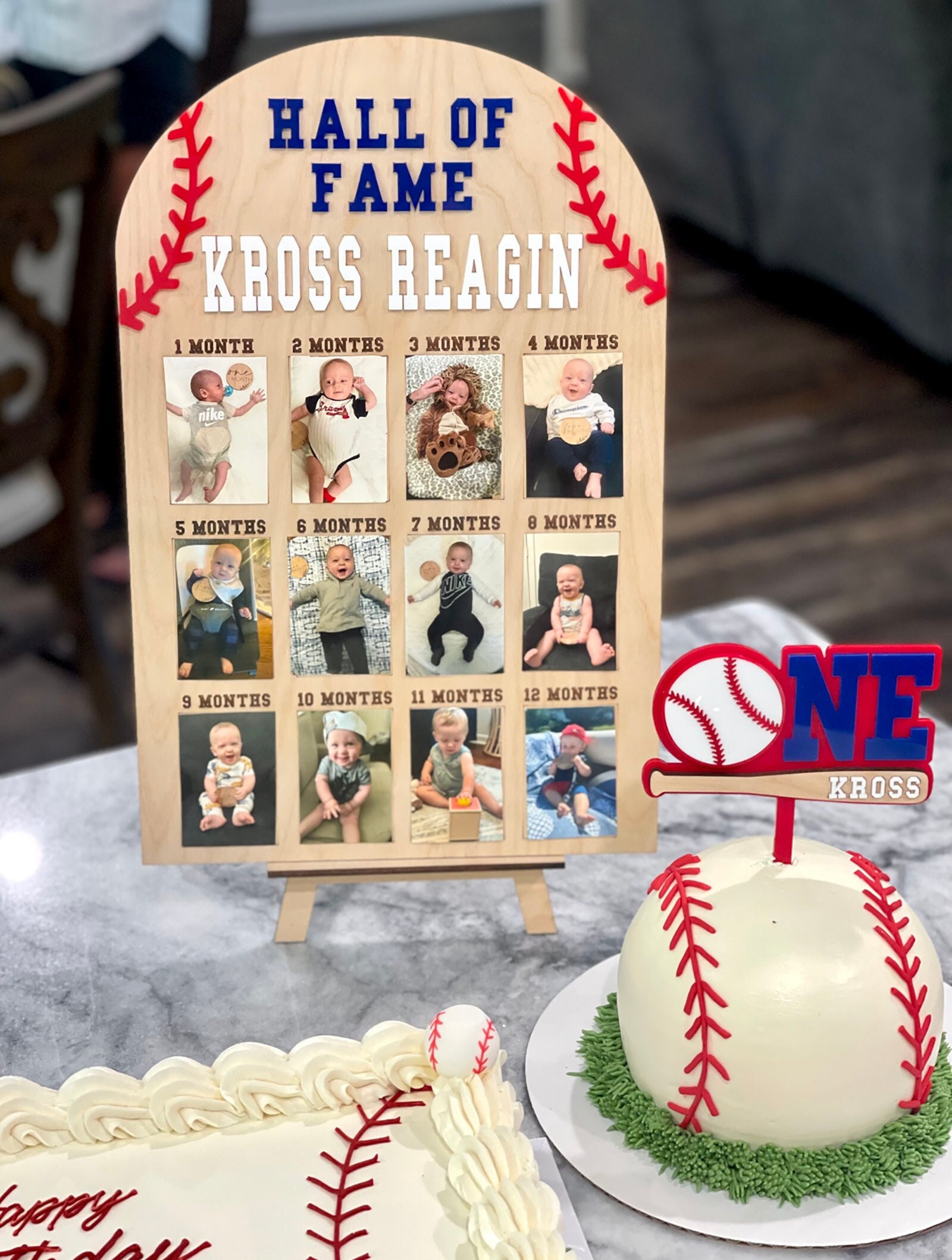 Rookie Of the Year | Baseball Theme Birthday Party Board | One Year Wooden Photo Decor | One Year Birthday Photo Board | Hall Of Fame