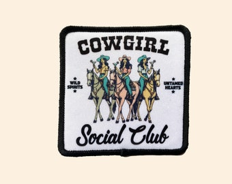 Cowgirl Social Club Iron on Patch, Wife, Mama, Hat patch, Jacket Patch, USA, Red White Blue Iron On patch, Hat Patch, Western Patch