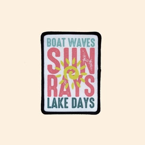 Boat Waves Sun Rays Lake Days Iron on Patch, Sublimation Patch, Trucker Hat Patch, Jacket Patch, Beach Patch, Lake Patch, Summer patch