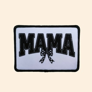 Mama Checkered Bow Iron on Patch, Trucker Hat, Trucker Hat patch, Mama, Mother&#39;s Day, Mom Trucker Hat Patch