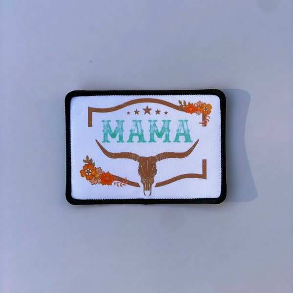 Mama Bull Iron on Patch.  Iron on Patch, Trucker Hat Patch, Cowboy Patch, Jacket Patch