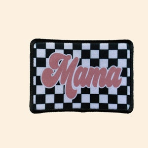 Checkered Mama Patch, Trucker Hat, Trucker Hat patch, Mama, Mother&#39;s Day, Mom Sublimation Iron On Patch