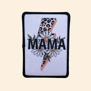 Mama Daisy Patch Iron on Patch, Iron on Patch, Trucker Hat Patch, Cowboy Patch, Jacket Patch, Mama Patch, Lighting Bolt Patch