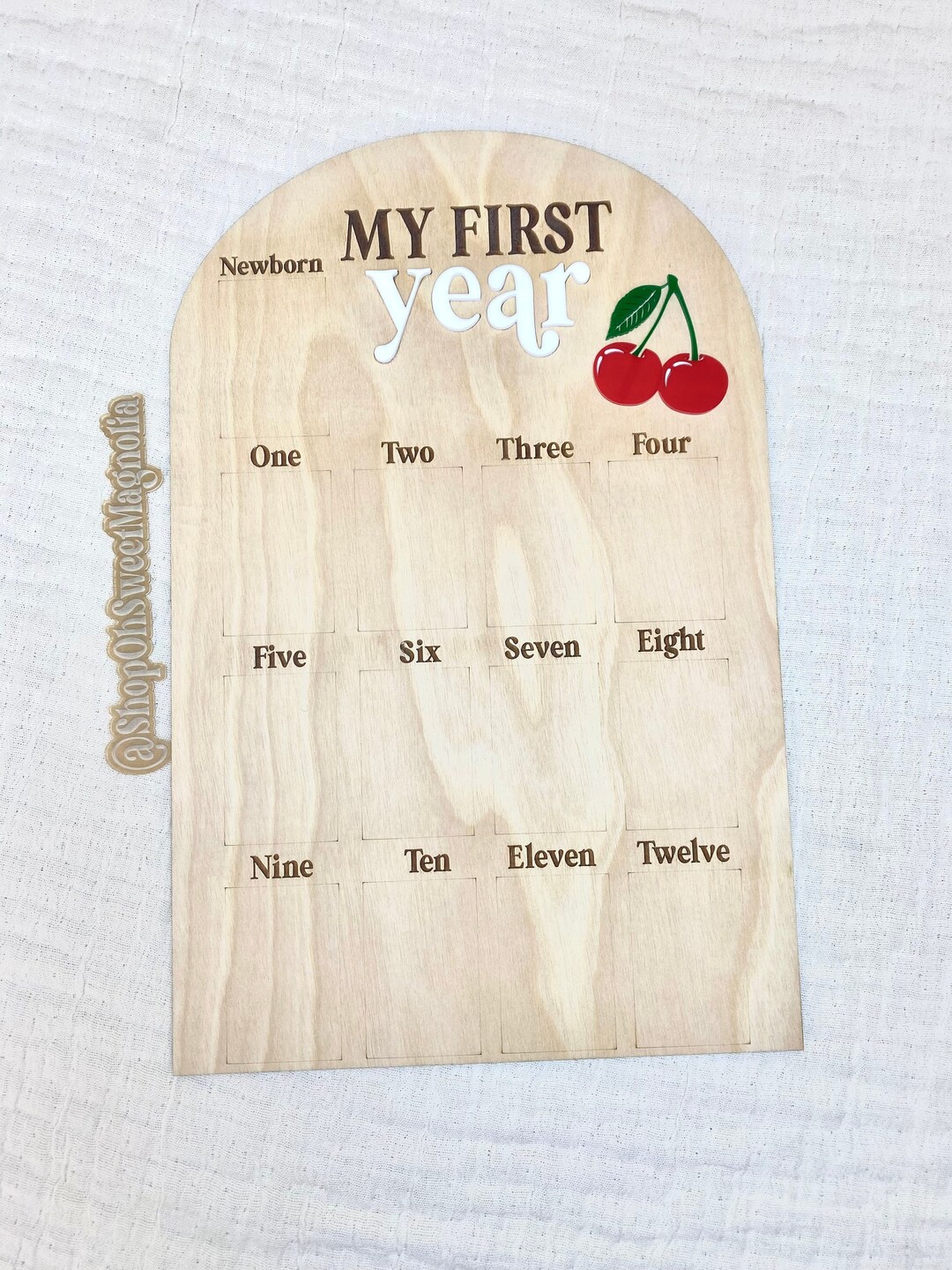 My First Year Birthday Board Cherry Birthday Board One Year Wooden Photo One Year Birthday Photo