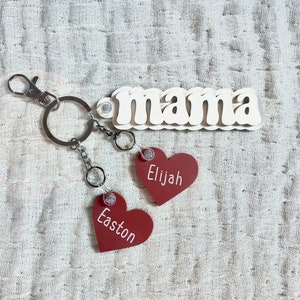 MAMA Keychain + Hearts︱Mother&#39;s Day Gifts︱Acrylic keychain︱Name Keychain︱Personalized Gifts︱Backpack Name Tag︱Tote Tag︱Christmas Gift
