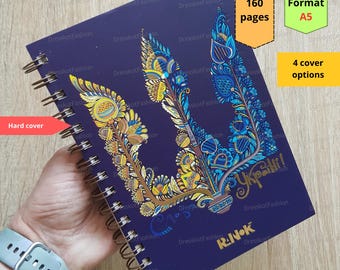 Cuaderno Trident A5 de Ucrania / Encuadernación en espiral, diseño de pájaro, 160 páginas