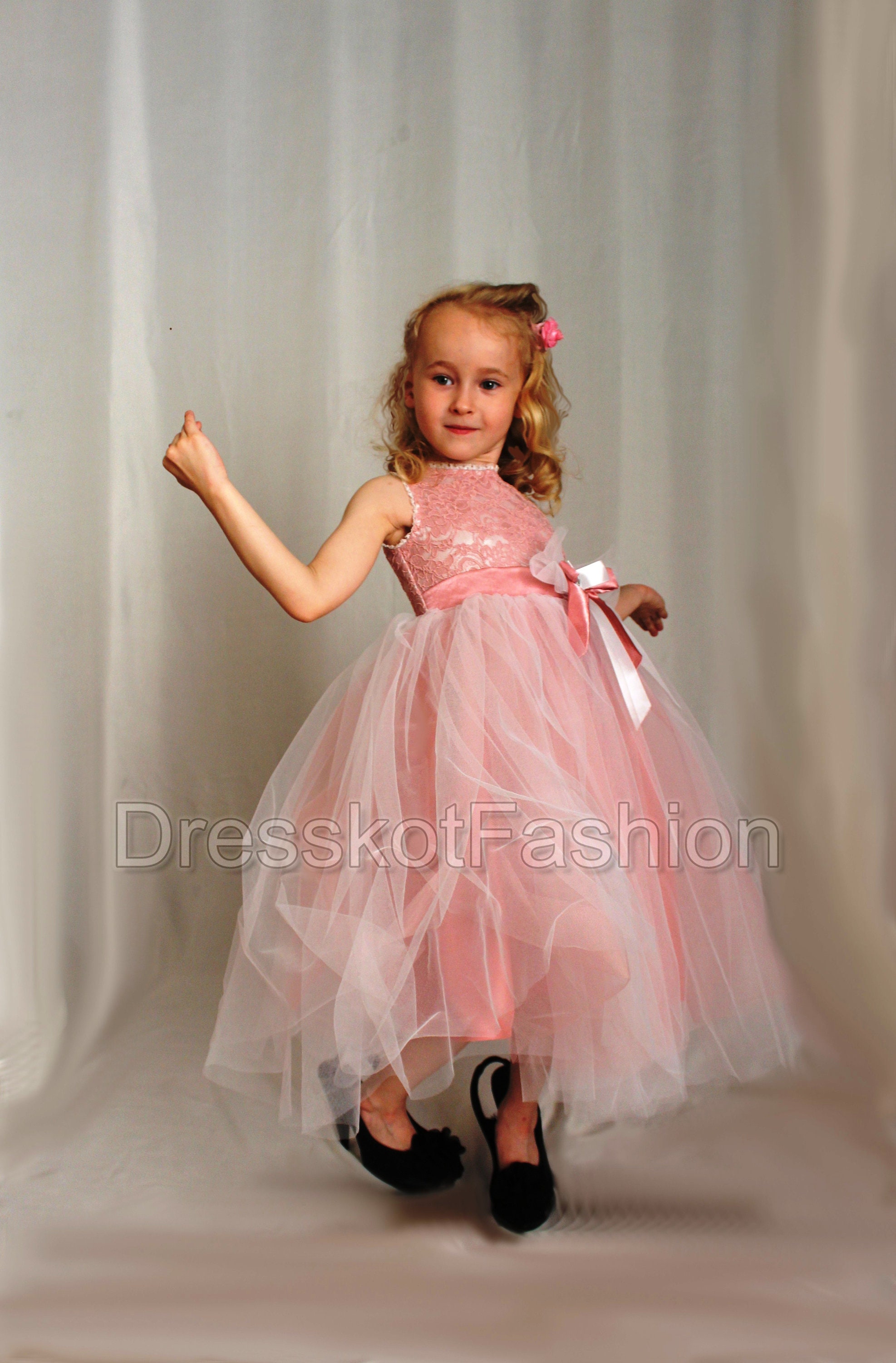 Flower Girl Dress Rose Flower Girl Dress Tulle Girl Dress Etsy