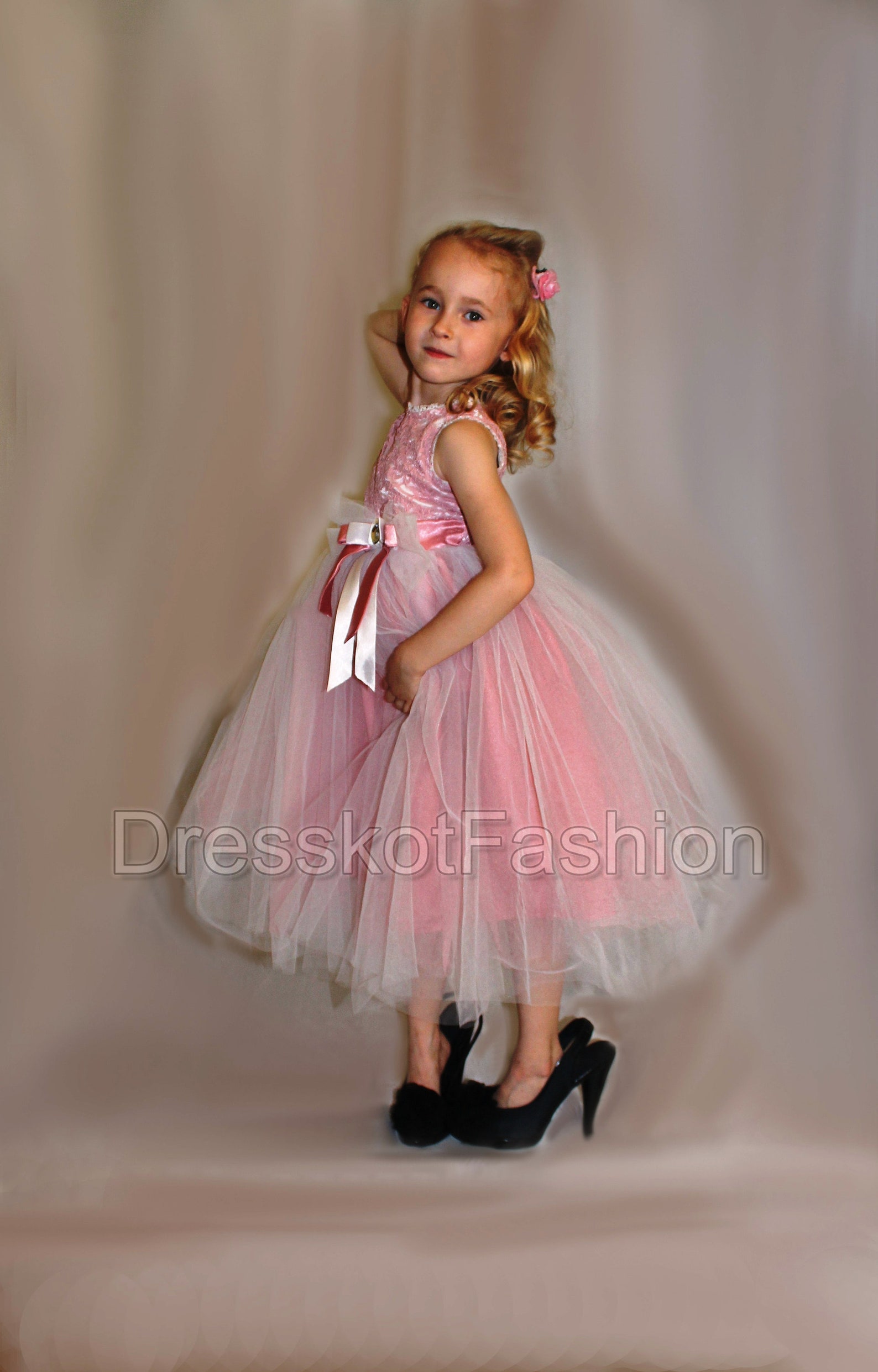 Flower Girl Dress Rose Flower Girl Dress Tulle Girl Dress Etsy
