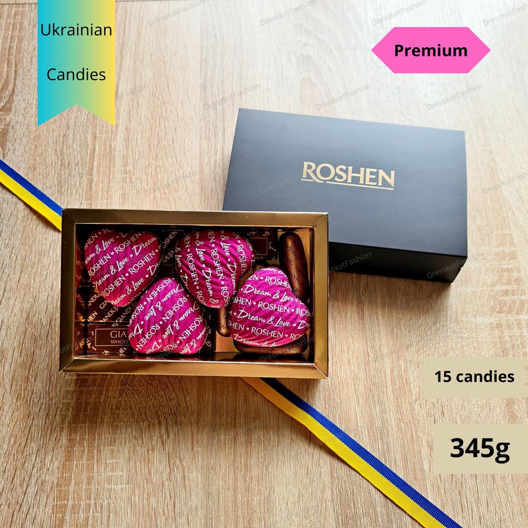 Ukrainian Raspberry Candy Roshen Ukrainian Chocolate Candy Box | Strawberry, Hazelnut, Almond ...