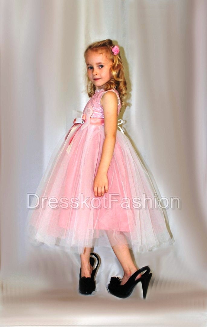 Flower Girl Dress Rose Flower Girl Dress Tulle Girl Dress Etsy