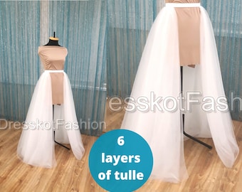 Detachable tulle skirt train, wedding detachable skirt, removable bridal skirt, Bridal overskirt, Bridal tulle train, puffy tulle skirt