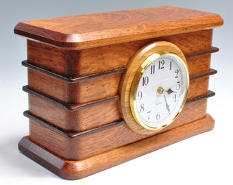 Jatobe, Oak & Wenge Retro Clock with Hidden Storage