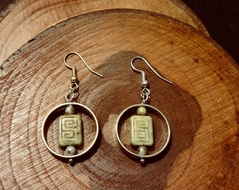 Green Meander Earrings