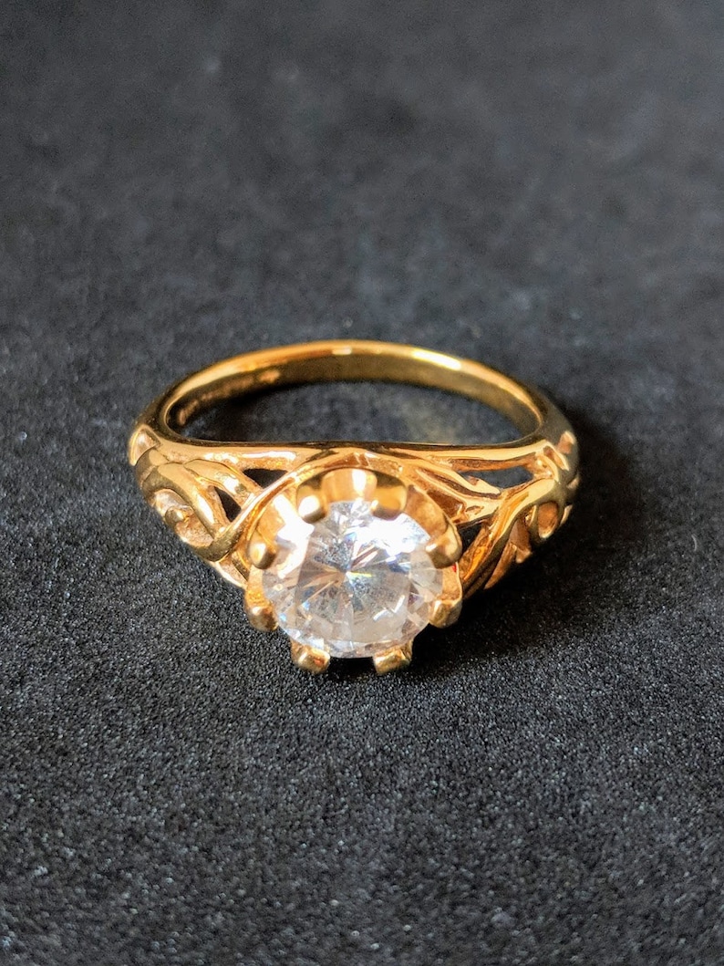 Lovely Vintage 14K HGE LIND Ring with Large Clear Round Etsy