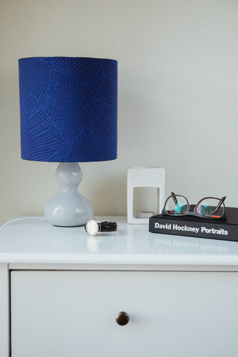 Lampshade / Lightshade Navy Leaf / Plant Fabric Plant Etsy