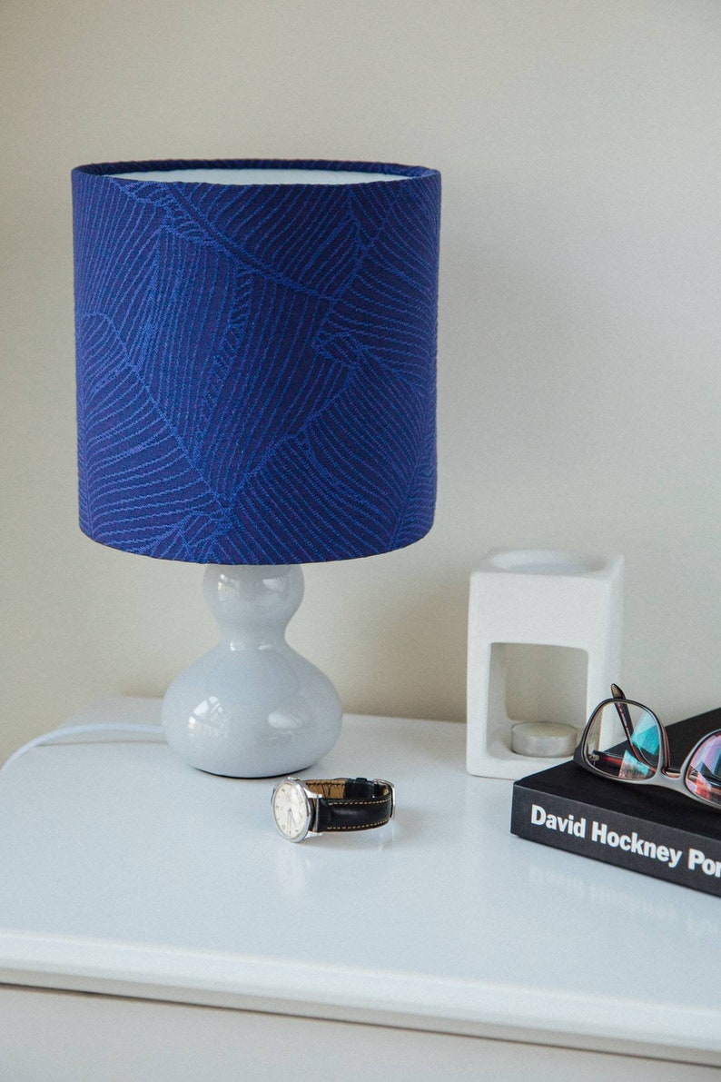 Lampshade / Lightshade Navy Leaf / Plant Fabric Plant Etsy