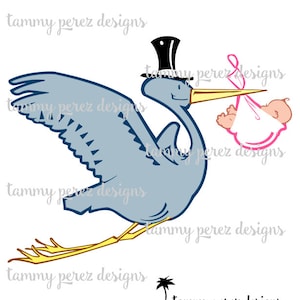 Baby and Stork Delivery Pregnacy Announcement SVG DXF File - Digital File for Craft Cutting