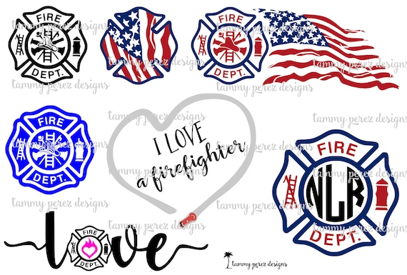 Firefighter Love Monogram Svg Dxf Files Digital Download For Etsy