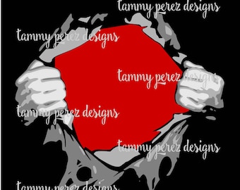 Tear Away Super Shirt Design SVG DXF - Digital File for Craft Cutting