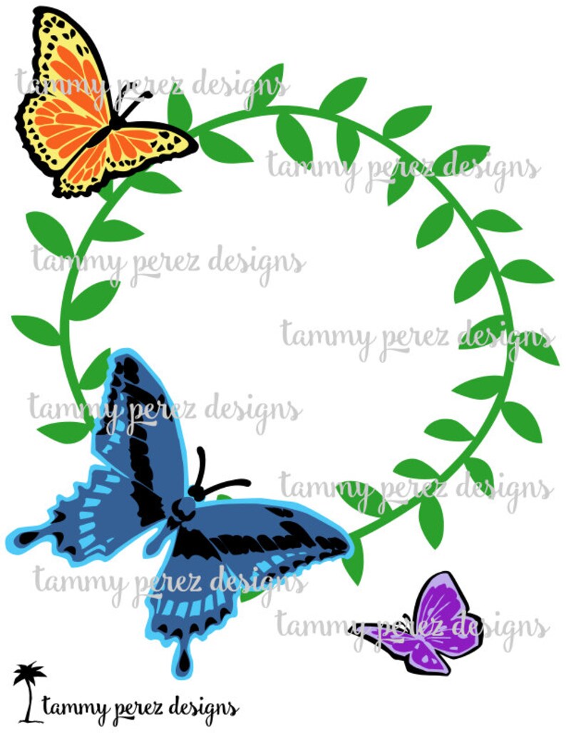 Butterfly Monogram SVG DXF File Digital download for craft cutting image 1
