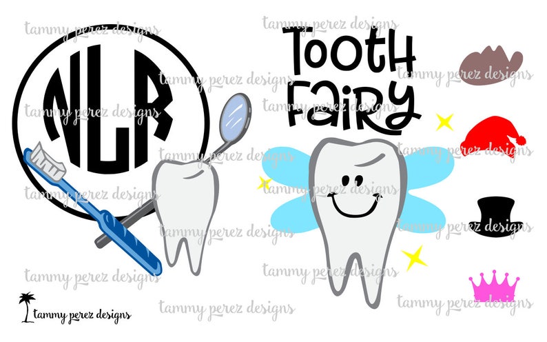 Download Dental Dentist Tooth Fairy Monogram SVG DXF Files Digital ...