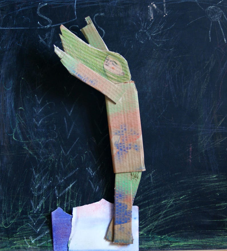 Wind at the Sea, Girl at the Sea, Windy Day, Walking, Work in Cardboard