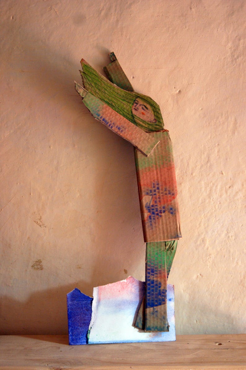 Wind at the Sea, Girl at the Sea, Windy Day, Walking, Work in Cardboard