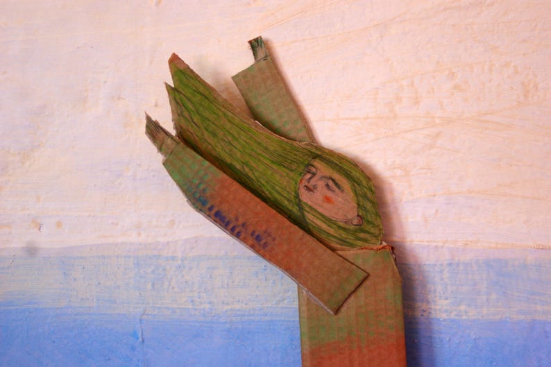 Wind at the Sea, Girl at the Sea, Windy Day, Walking, Work in Cardboard