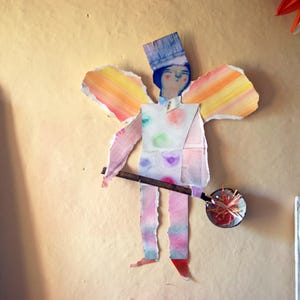 Cucinare,cuoco con mestolo,acquarello e metallo,disegno da appendere,cuoco con spaghetti,opera pezzo unico,arte insolita,dipinto a mano