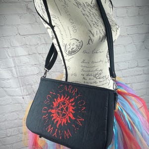 Crossbody purse with sewn in key chain / Bag / SPN inspired/ supernatural