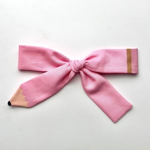 Bow - Pink pencil bow - back to school - oversized bow - hair bow