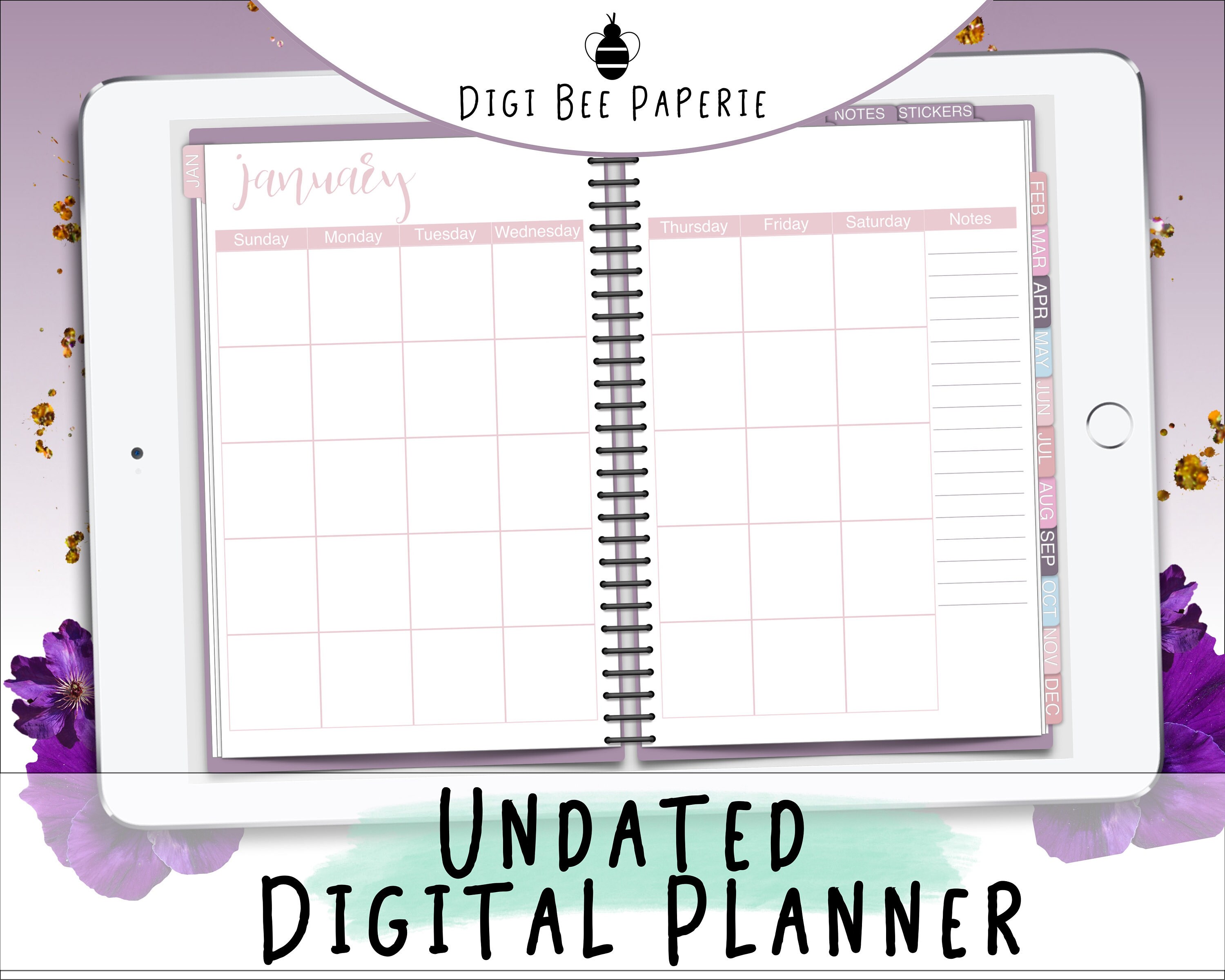 Undated Digital Planner Customizable Digital Planners Etsy
