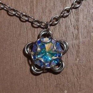 Ready To Ship. Simple High End crystal pendant Crystal AB. Necklace pendent. chainmail jewelry. chainmail pendant.